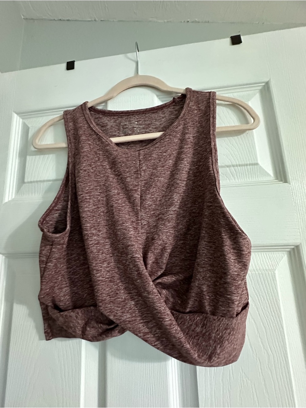 Yogalicious Twist-Front Tank Top - Mauve Heather